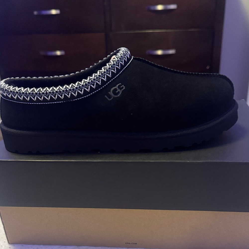 UGG Black Slip-On with White Accent